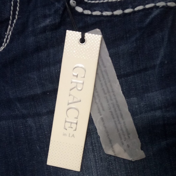Grace in LA NWT Women's Jeans 27 Bootcut Embellished Rhinestones - Picture 7 of 12